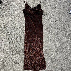 90s Vintage Formal Velvet Cheetah Print Gown By Pola Size L